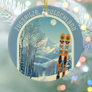 Zugspitze Germany Deutschland ski souvenir Ceramic Tree Decoration