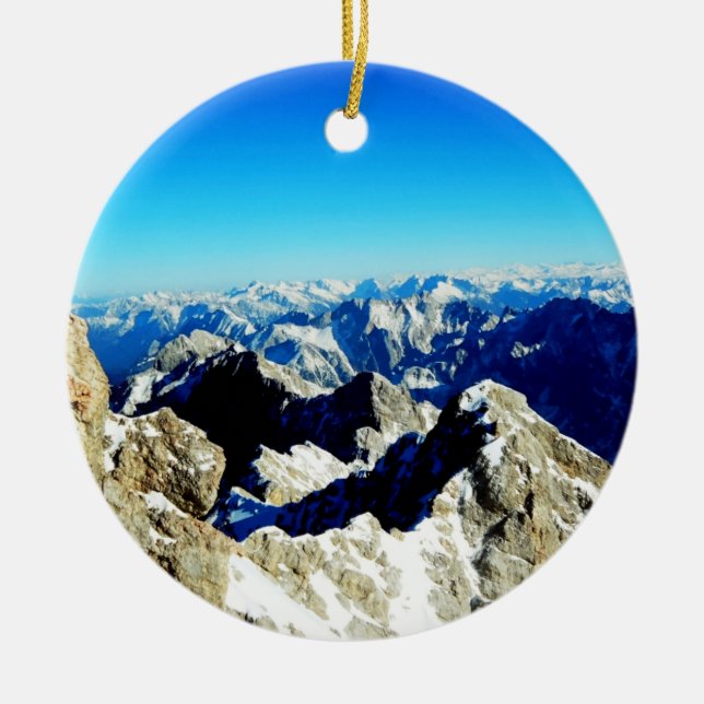 Zugspitze Germany German Alps Ceramic Tree Decoration (Front)