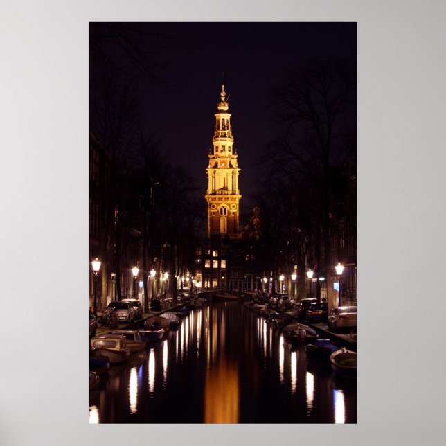 Zuiderkerk in Amsterdam Netherlands at night Poster (Front)