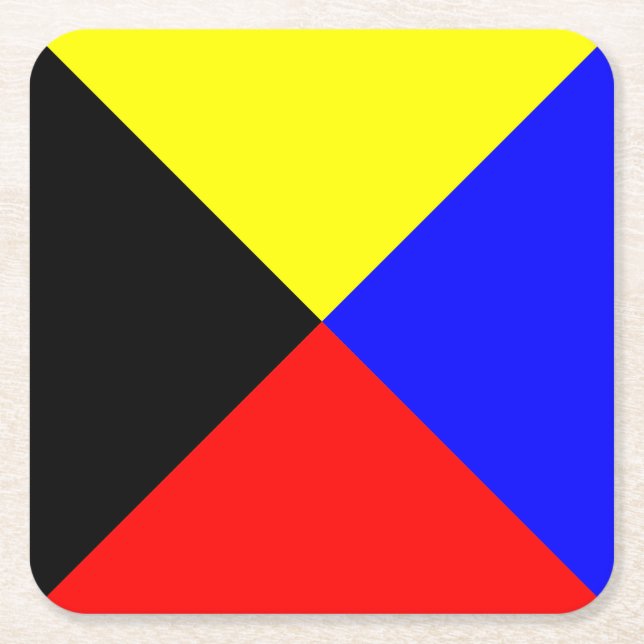 Zulu ICS Maritime Signal Flag Square Paper Coaster (Front)