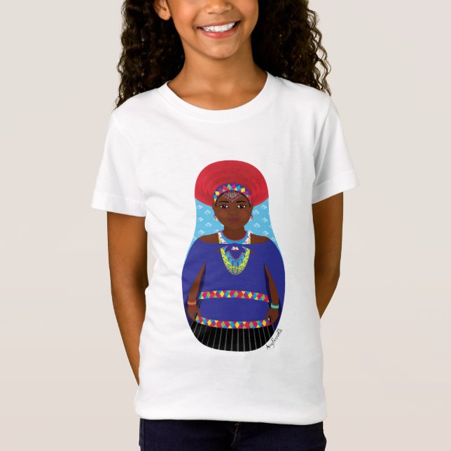 Zulu, South African Matryoshka Girls' T-Shirt (Front)
