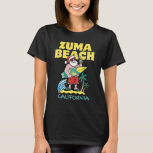 ZUMA BEACH CALIFORNIA Santa Christmas Surfing T-Shirt