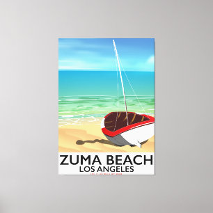 Zuma Beach LA Rail beach poster Canvas Print