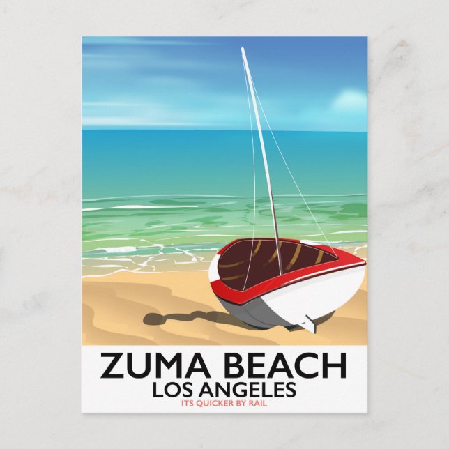 Zuma Beach LA Rail beach poster Postcard (Front)