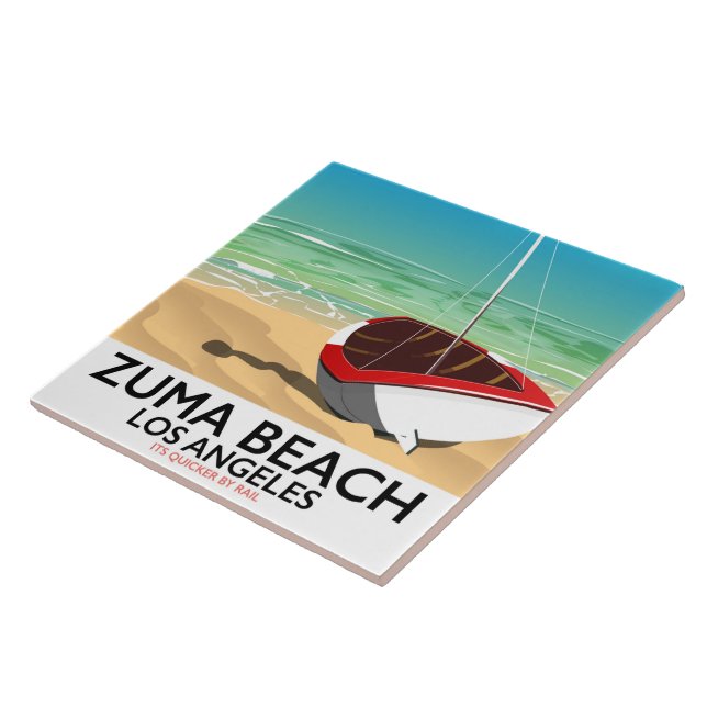 Zuma Beach LA Rail beach poster Tile (Side)