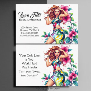 Zumba Instructor / Personal Trainer Pink Flower Business Card
