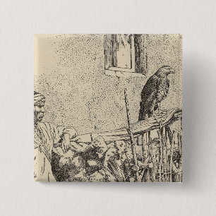 Zuni eagle cage 15 cm square badge