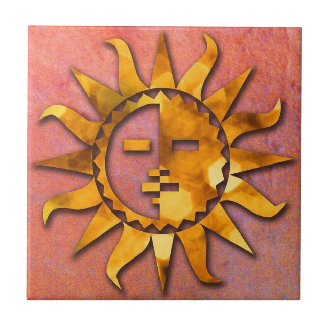 Zuni Sun on Pomegranite Tile (Front)