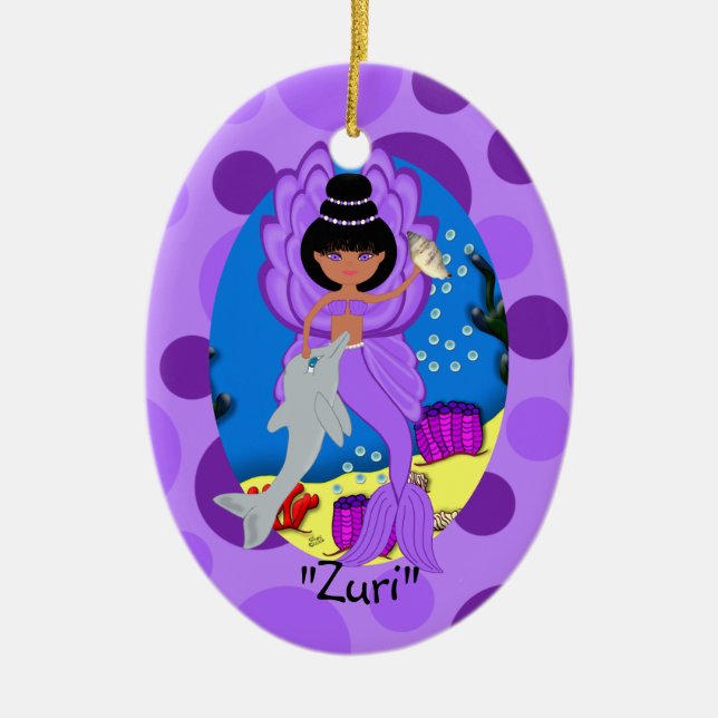 Zuri Purple Merfaery Ornament (Front)