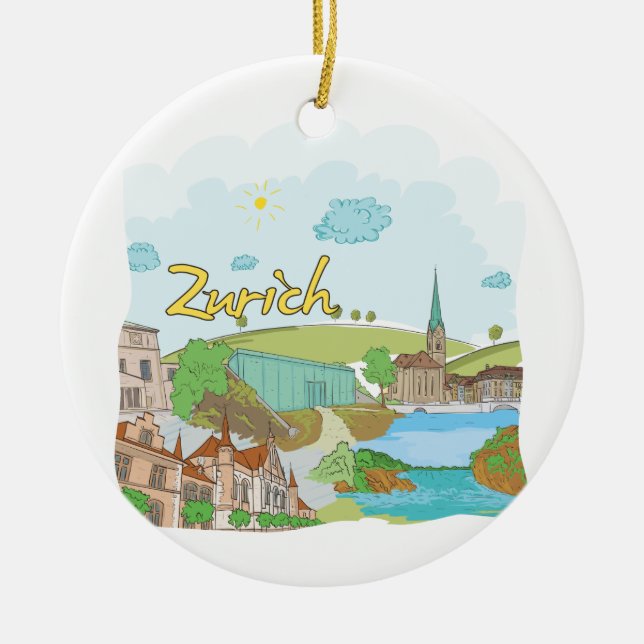 Zurich Ceramic Tree Decoration (Front)