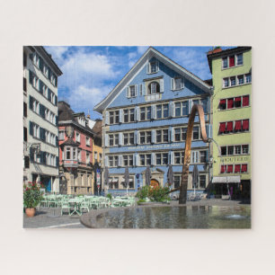 Zurich Fountain and Restaurants City Jigsaw Puzzle