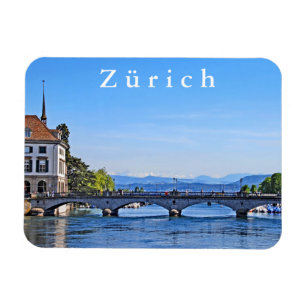 Zurich. Limmat. City Hall and Bridge. Magnet