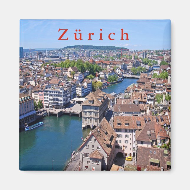 Zurich. Panorama from the Grossmunster Tower. Magnet (Front)