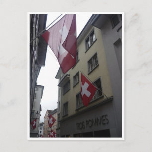 zurich swiss flags postcard