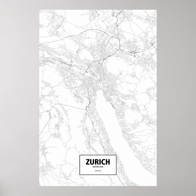 Zurich, Switzerland (black on white) Poster (Front)