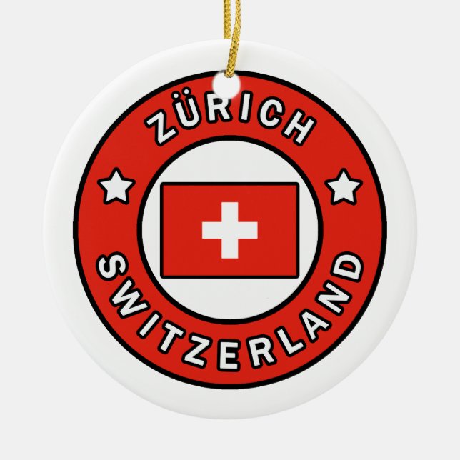 Zürich Switzerland Ceramic Tree Decoration (Front)