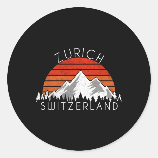 Zurich Switzerland Distressed Classic Round Sticker (Front)