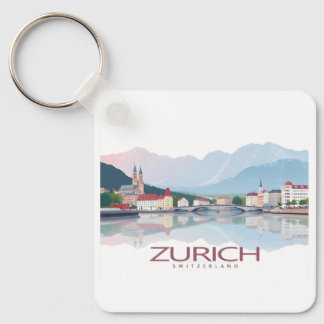 Zurich Switzerland Lake Zurich Pastel Travel Key Ring