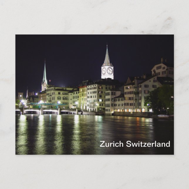 Zurich Switzerland Limmat River Postcard (Front)