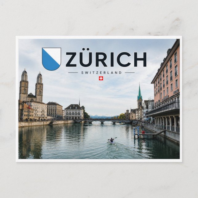 Zurich - Switzerland - Limmat River Postcard (Front)
