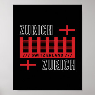 Zurich Switzerland Modern Typography Travel Design Poster