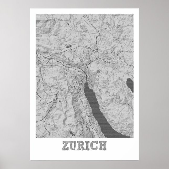 Zurich - Switzerland Pencil City Map Poster (Front)