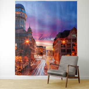Zurich Switzerland Sunset Tapestry