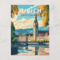 Zurich Switzerland Travel Art Vintage
