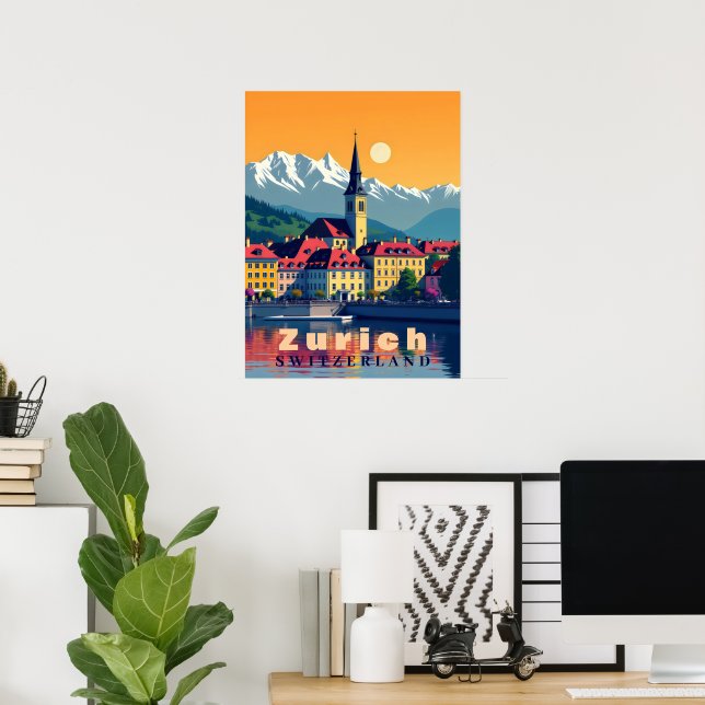 Zurich Switzerland Travel Poster (Home Office)