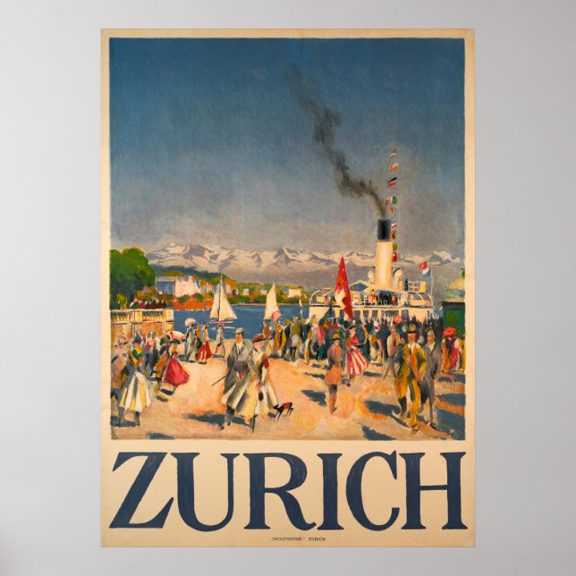 Zurich Switzerland Vintage Poster (Front)