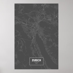 Zurich, Switzerland (white on black) Poster