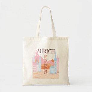 Zurich Travel Art, Switzerland, Retro Travel Art Tote Bag