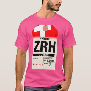 Zurich (Zrh) Switzerland Airline Luggage Tag T-Shirt