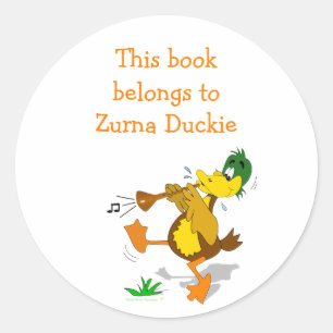 Zurna Duck Personalised Bookplate Sticker Template