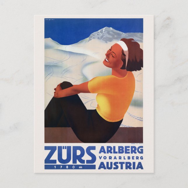 Zürs Austria Vintage Poster 1935 Postcard (Front)
