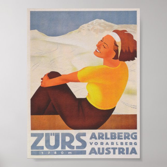 Zürs Austria Vintage Ski Poster (Front)