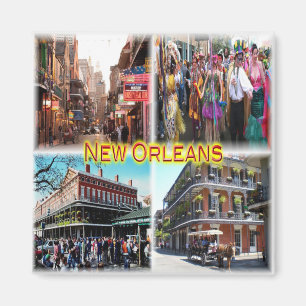 zUS024 NEW ORLEANS, Bourbon Street, Mosaic, Fridge Magnet
