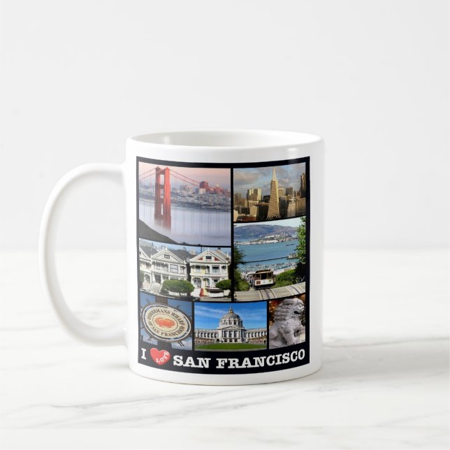 zUS067 SAN FRANCISCO I Love, Mosaic, Coffee Mug (Left)