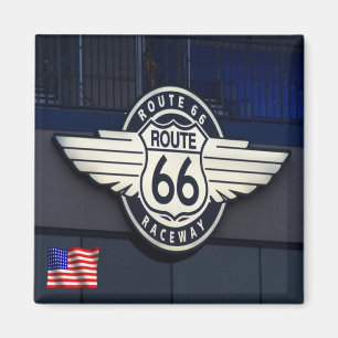 zUS088 ROUTE 66, Raceway, America, Fridge Magnet