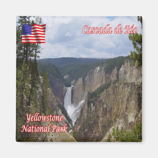 zUS126 YELLOWSTONE, Cascada de Río, Fridge Magnet (Front)