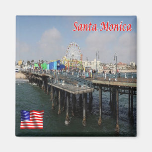 zUS201 SANTA MONICA Beach, California, Fridge Magnet