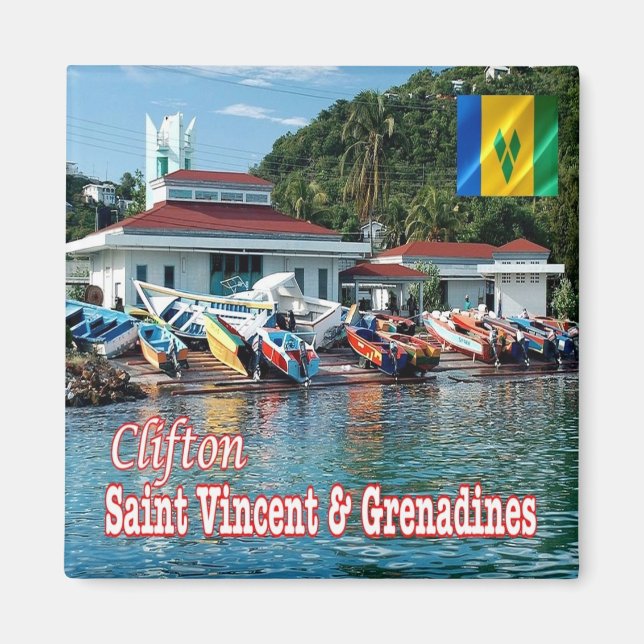 zVC009 CLIFTON,  Saint Vincent Grenadines, Fridge Magnet (Front)