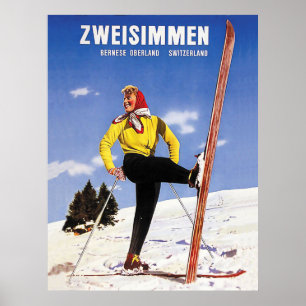 Zweisimmen, Bernese Oberland, Switzerland, ski Poster
