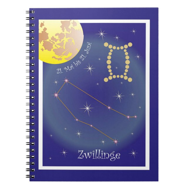 Zwillinge 21. Mai bis 21. Juni Notizheft Notebook (Front)