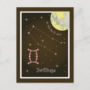 Zwillinge 21. Mai bis 21. Juni Postkarte Postcard