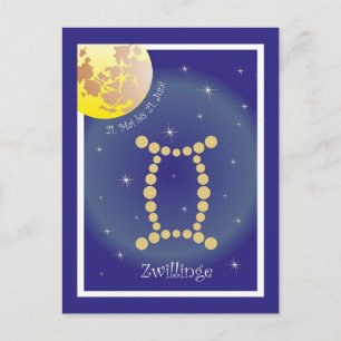 Zwillinge 21. Mai bis 21. Juni Postkarte Postcard