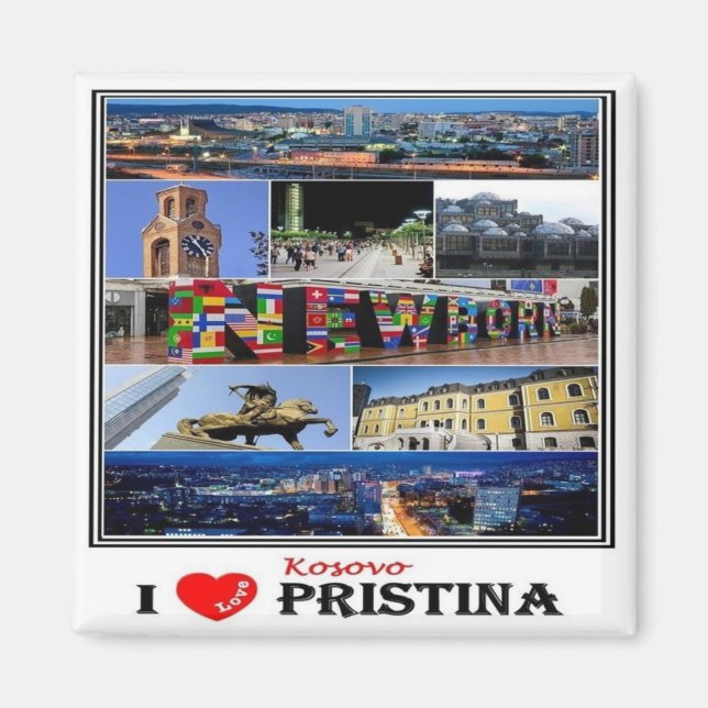zXK003 PRISTINA "I Love, Kosovo, Europe, Fridge Magnet (Front)