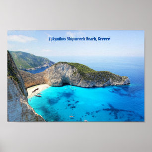 Zykynthos Shipwreck Beach, Greece Poster