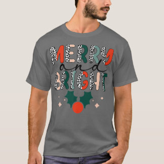 ZYNr Leopard Merry Xmas Bright Christmas Vibes For T-Shirt