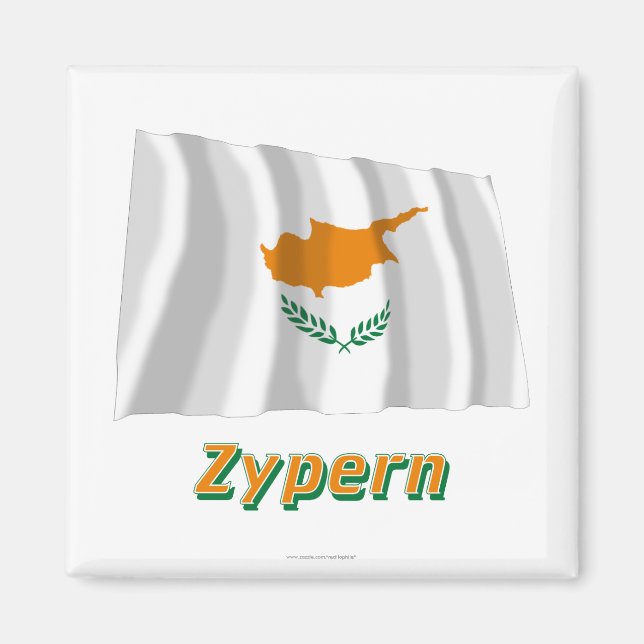 Zypern Fliegende Flagge mit Namen Magnet (Front)